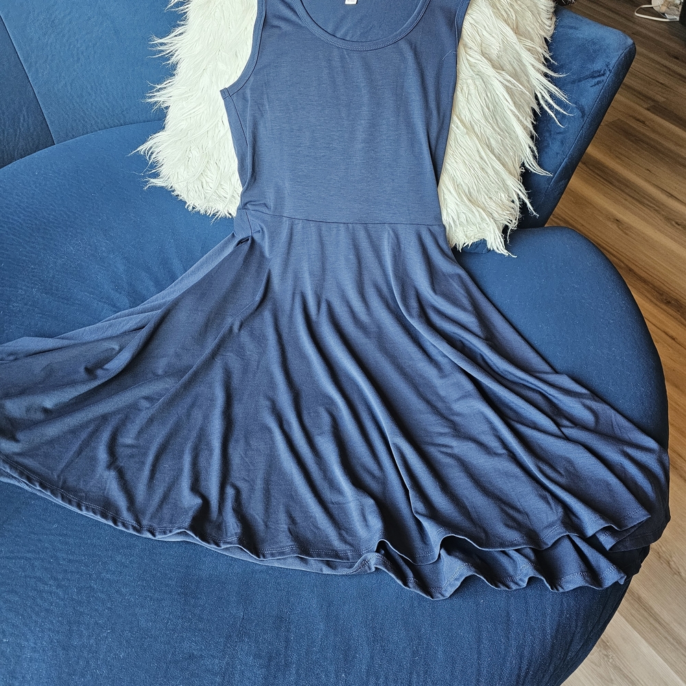 LuLaRoe Nicki Navy Blue Sleeveless Dress